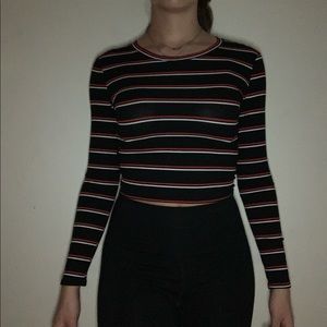 Red white and black long sleeve crop.